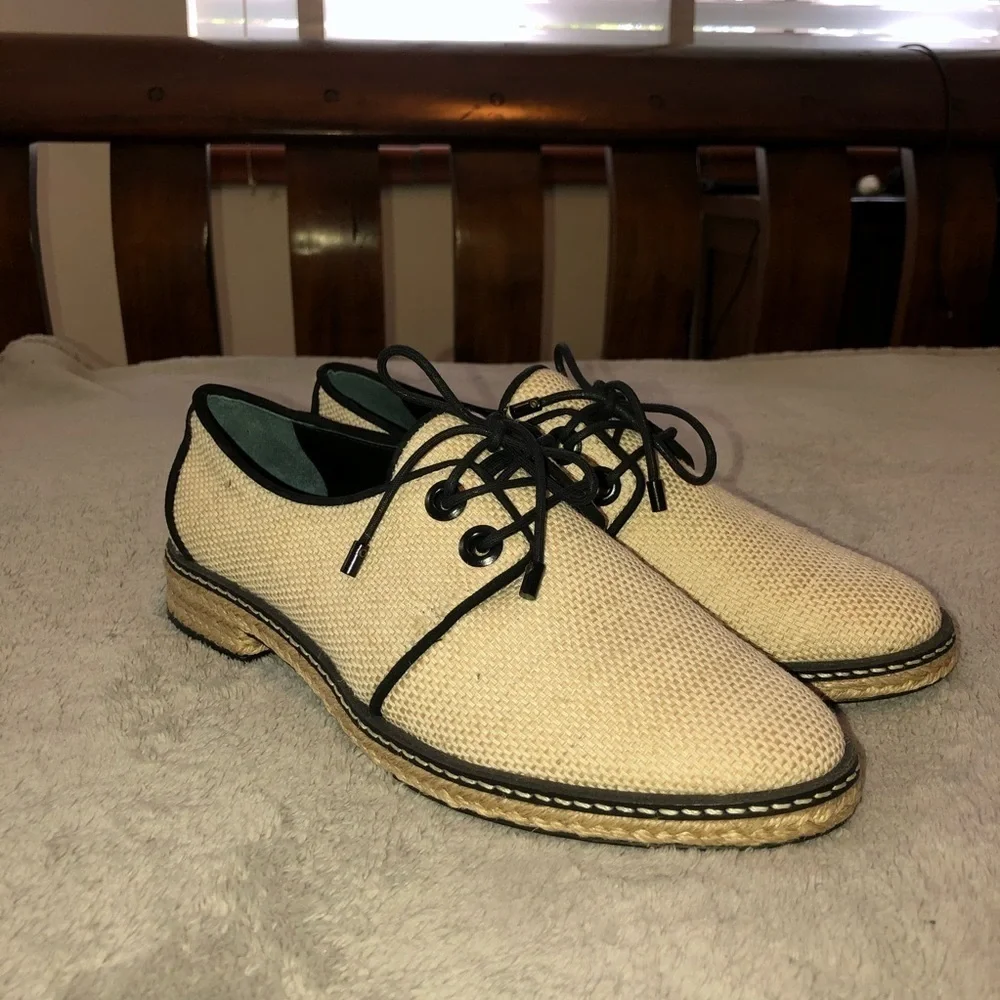 NWOT TORY BURCH Fawn Canvas Oxford Shoes Sz 6.5